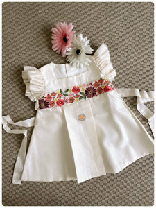 Vintage embroidered Dress- Ivory