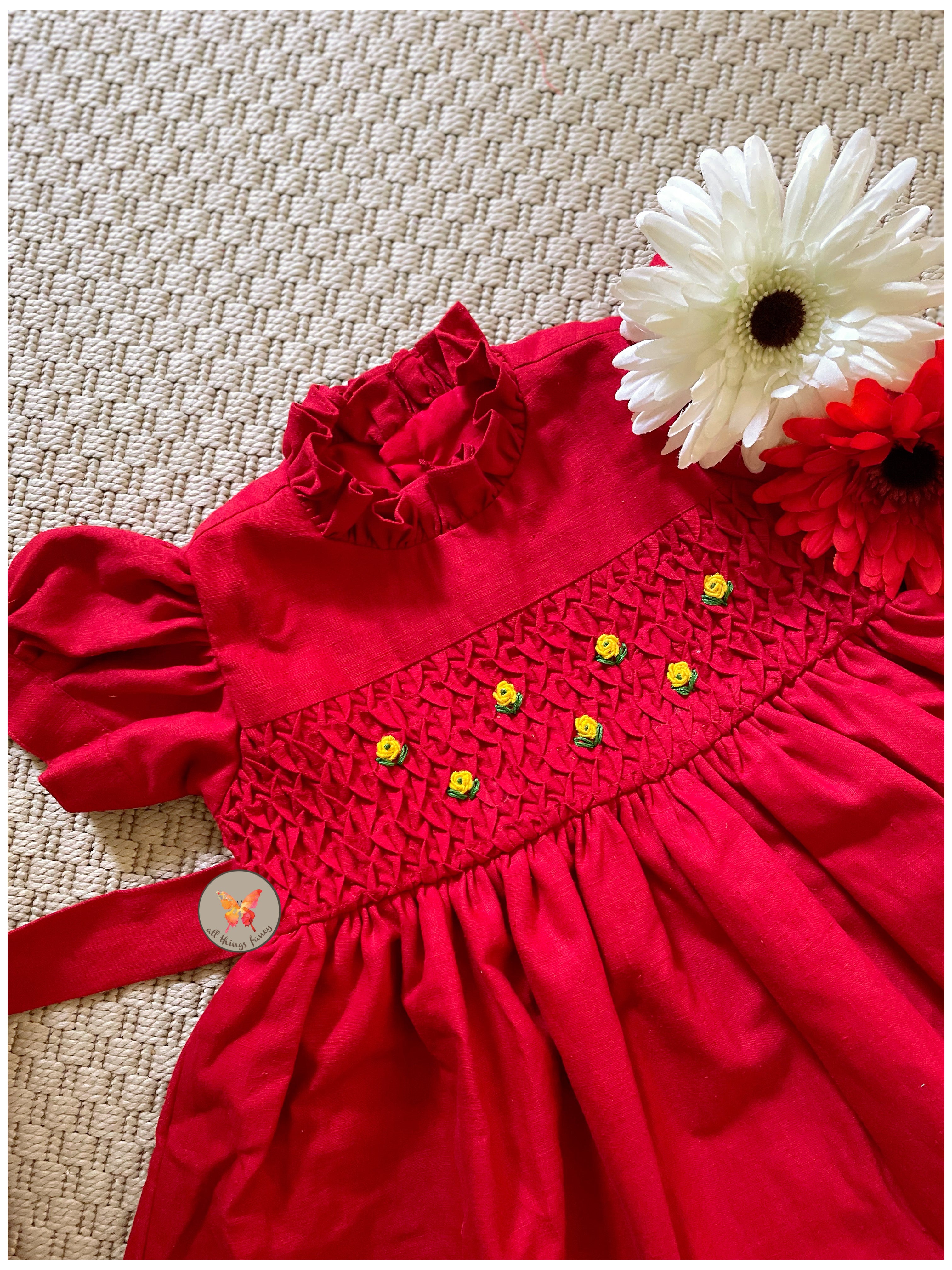 Frenchknot Dress - Red