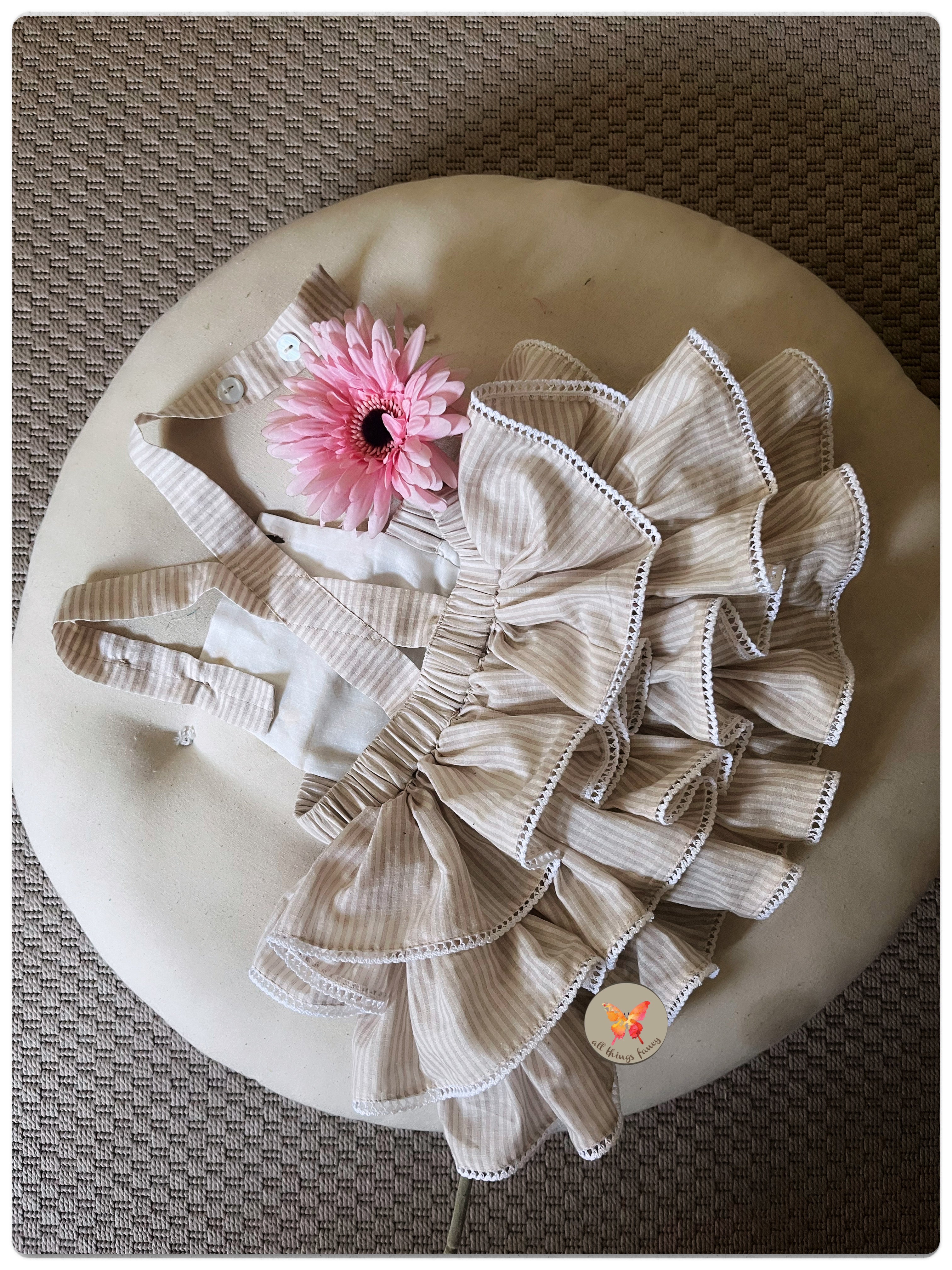 Ruffled BUMMY Romper- Sand