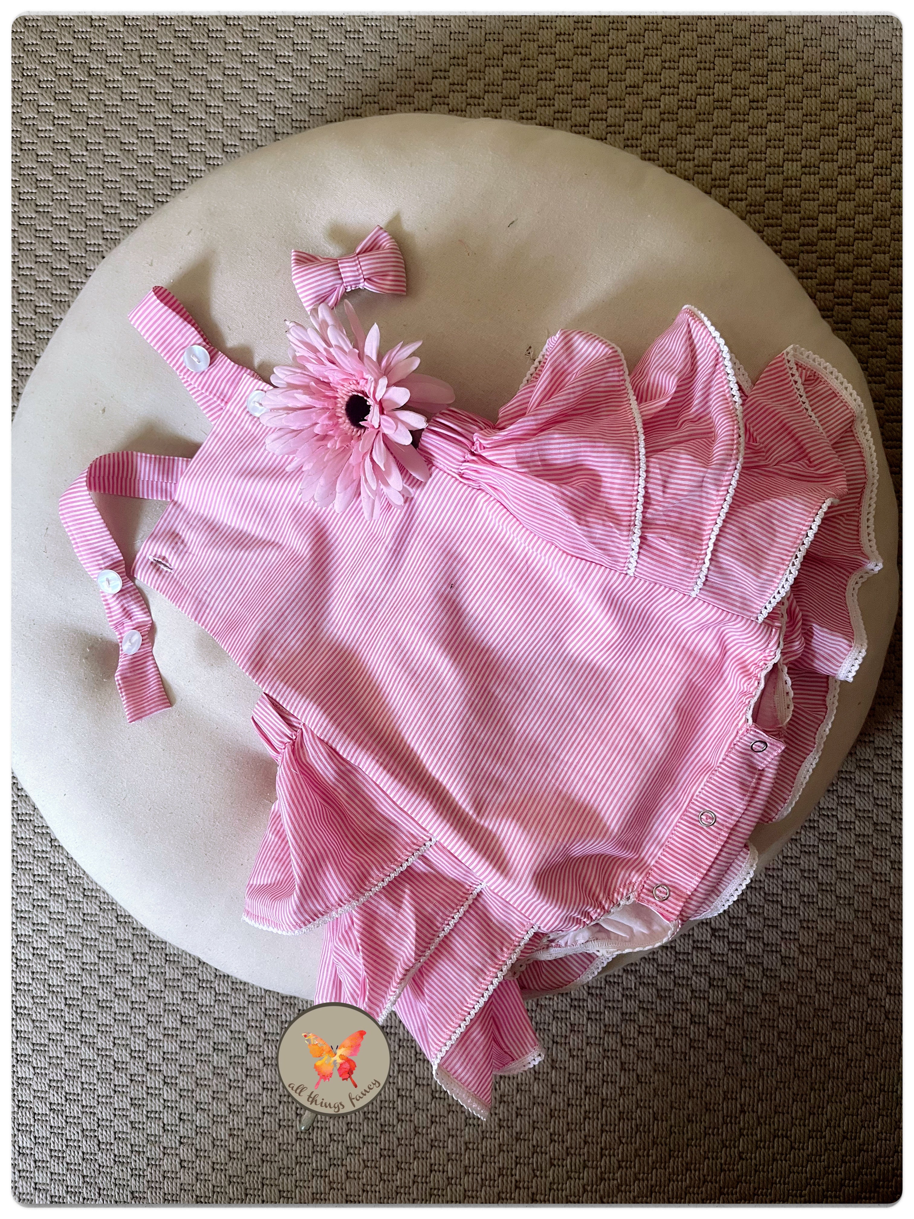 Ruffled Bummy romper- Pink