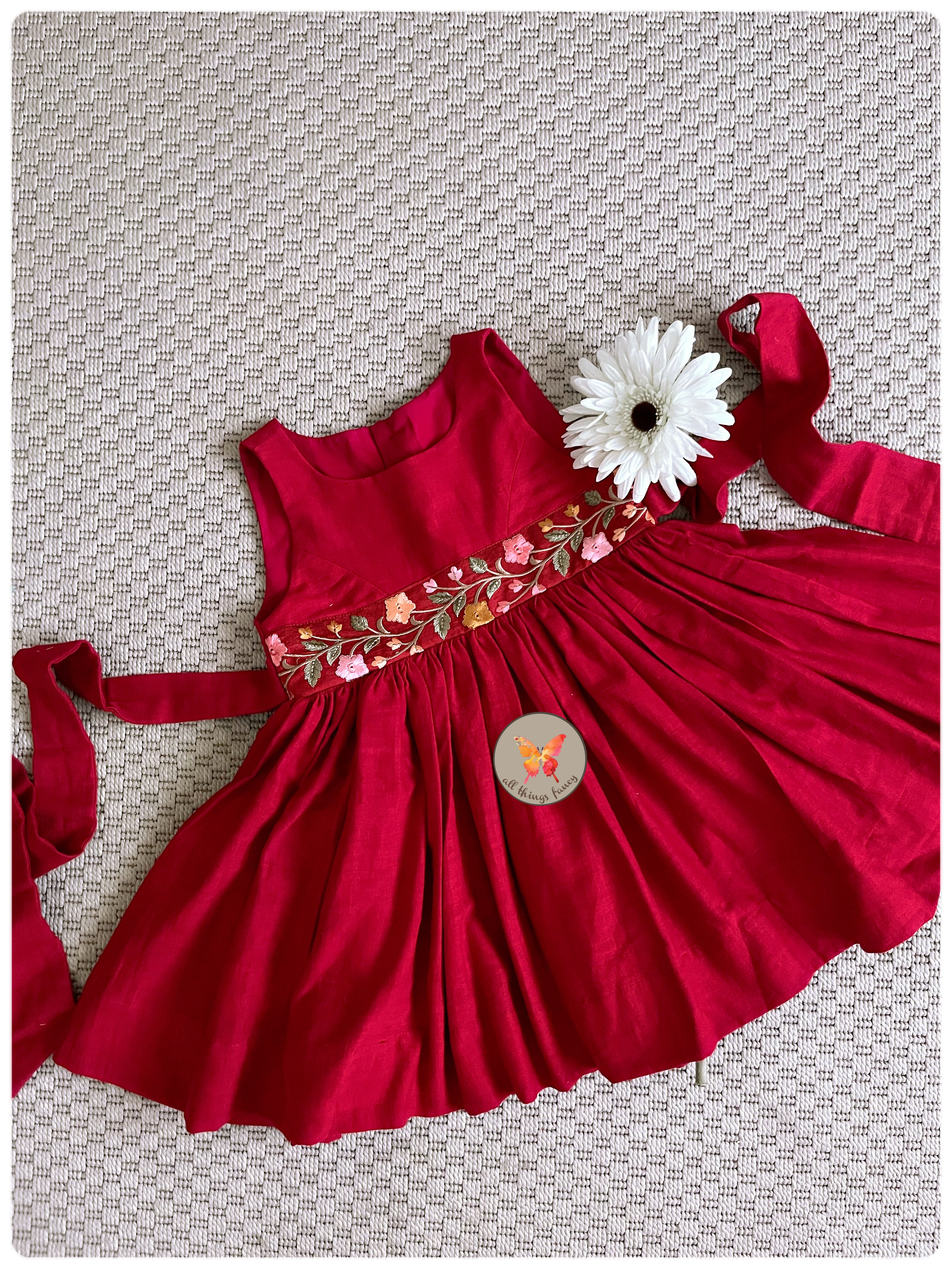 English Flower Garden Dress- Red