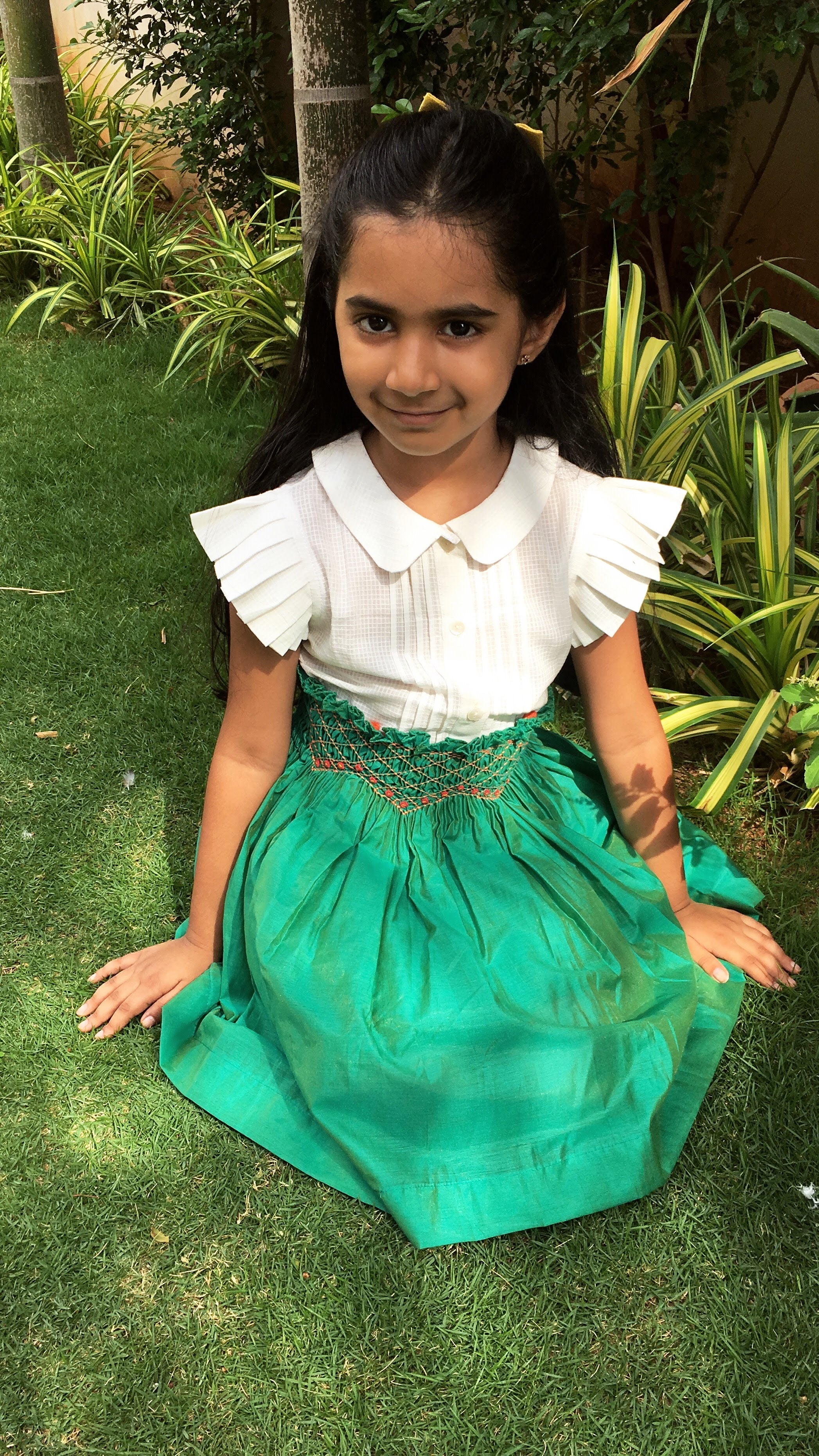 Handsmocked Dress/Skirt- Tangerine
