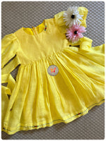 Load image into Gallery viewer, Linen Rosette Dress - Sunshine
