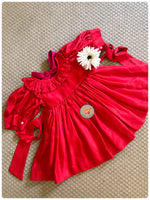 Load image into Gallery viewer, Red-Pink Habutai Silk Ruffled Dress
