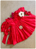 Load image into Gallery viewer, Red-Pink Habutai Silk Ruffled Dress
