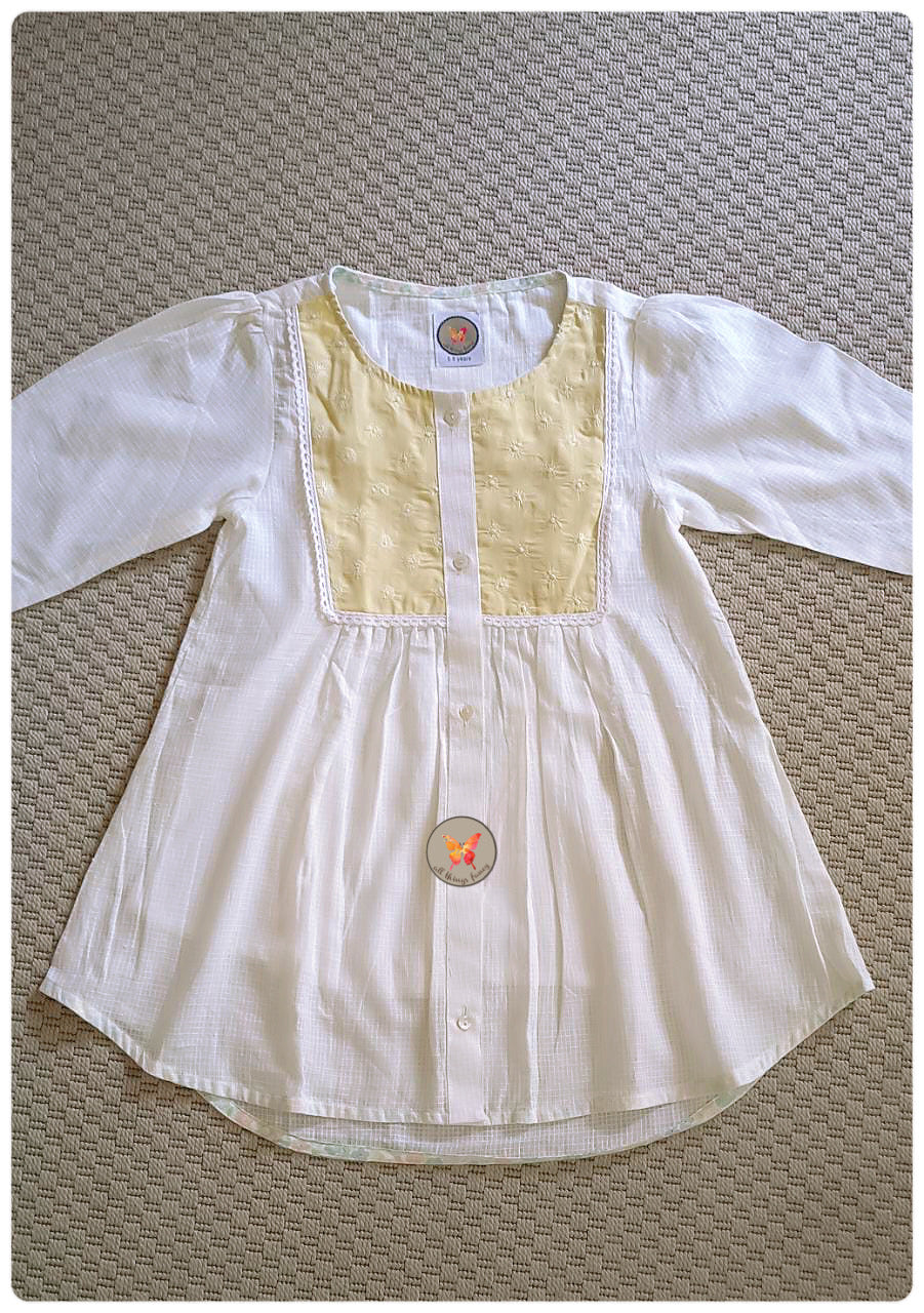 Chikankari Yoke Shirt Dress