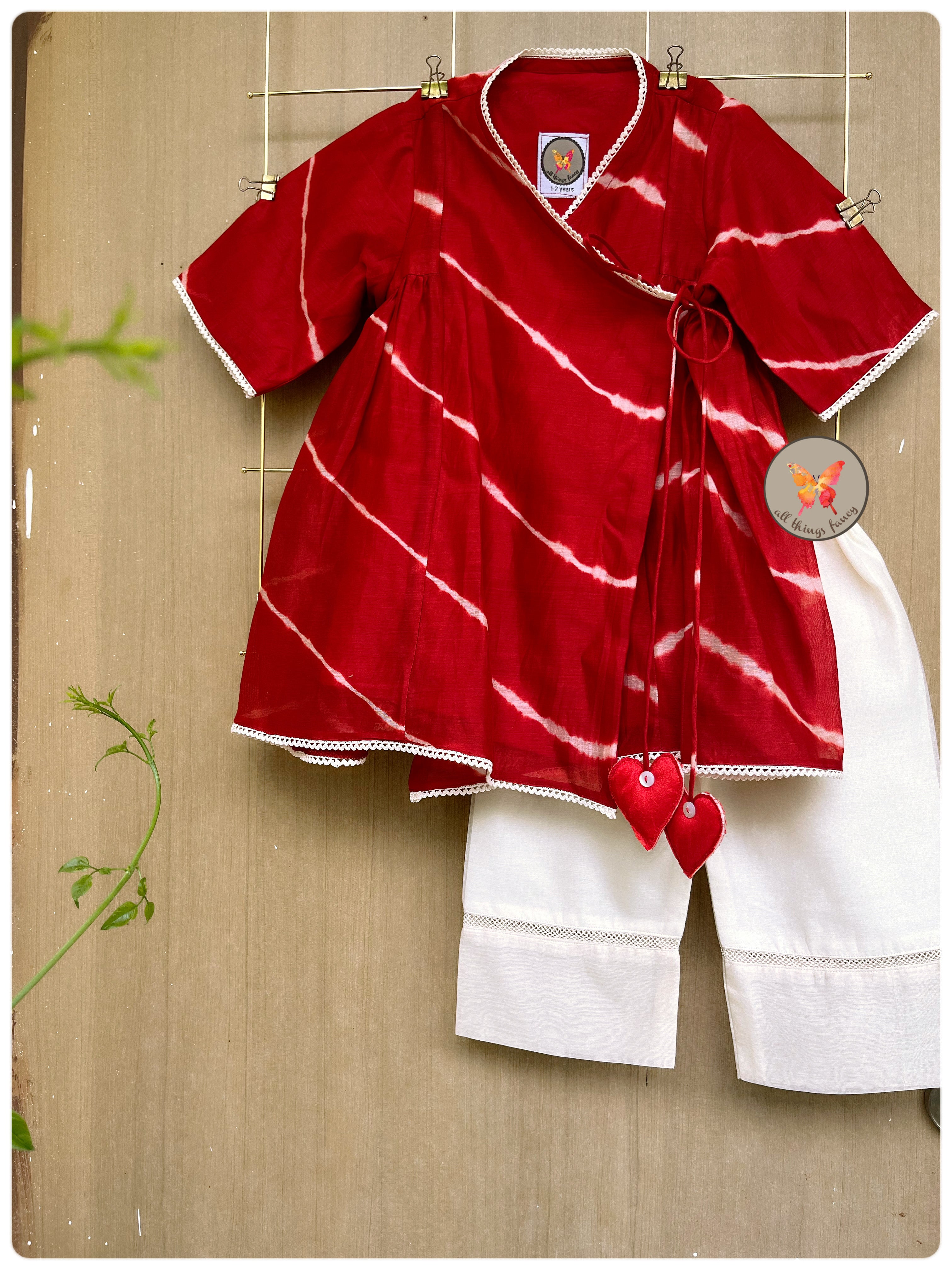 Lehariya Angrakha Set - Laal