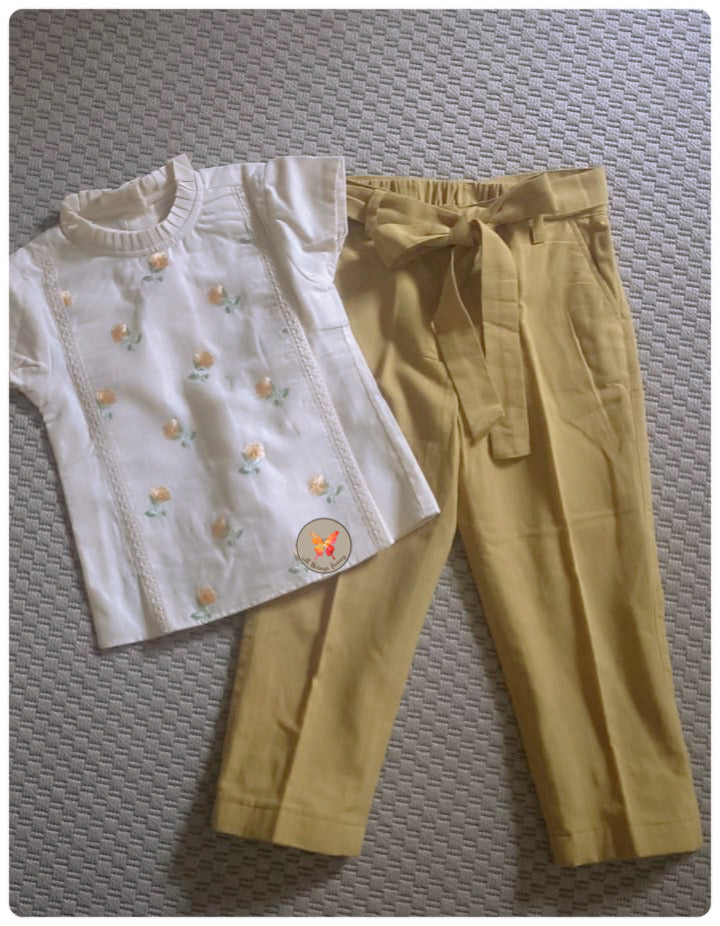 Embroidered Blouse with Culottes