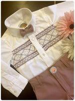 Load image into Gallery viewer, Handsmocked Shirt- Lavender Pants Set

