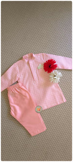 Load image into Gallery viewer, Checks Kurta set - pearl pink
