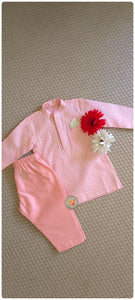 Checks Kurta set - pearl pink