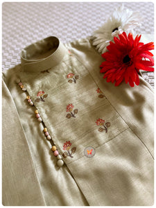 Sage Mughal Boota Kurta Set