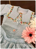 Load image into Gallery viewer, The Collared Blouse- Skirt Set- Blue
