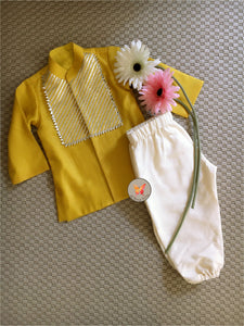Gota Kurta Pyjama Set- Yellow