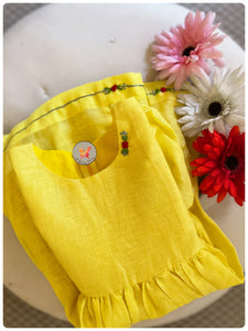 Linen Rosette Dress - Sunshine