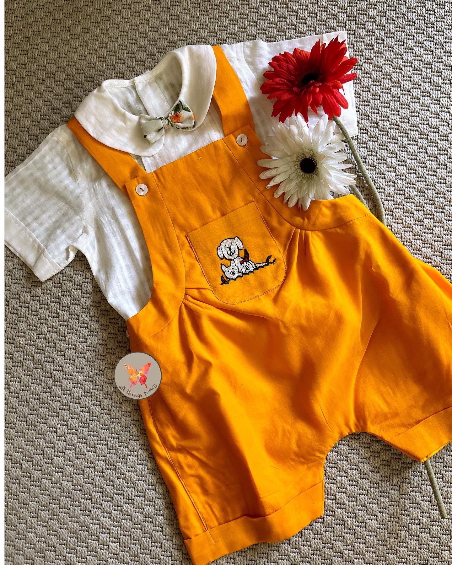 Saffron Onesie- Dog Embroidered