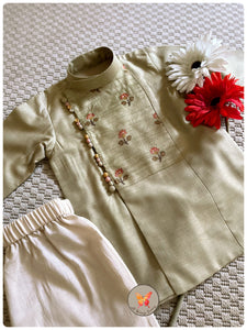 Sage Mughal Boota Kurta Set