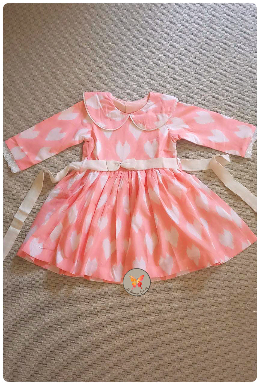 Peach Ikat Heart Weave