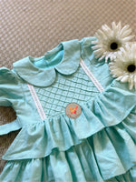 Load image into Gallery viewer, Pearl Yoke Tiered Dress- Lake Blue
