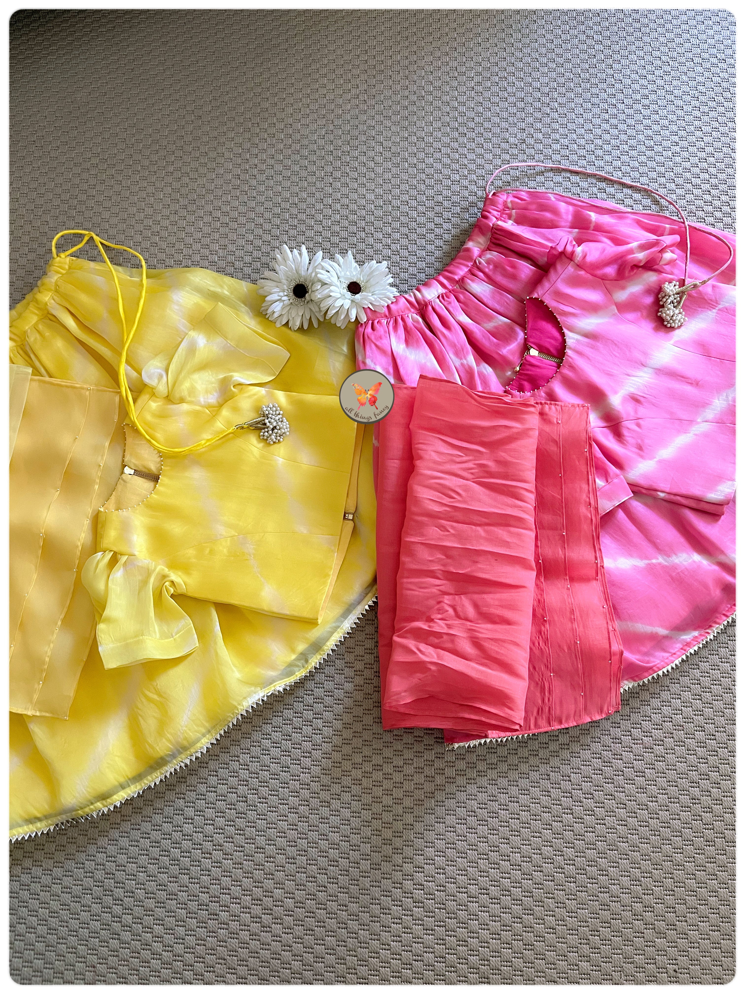 Satiny Lehariya set - Pink