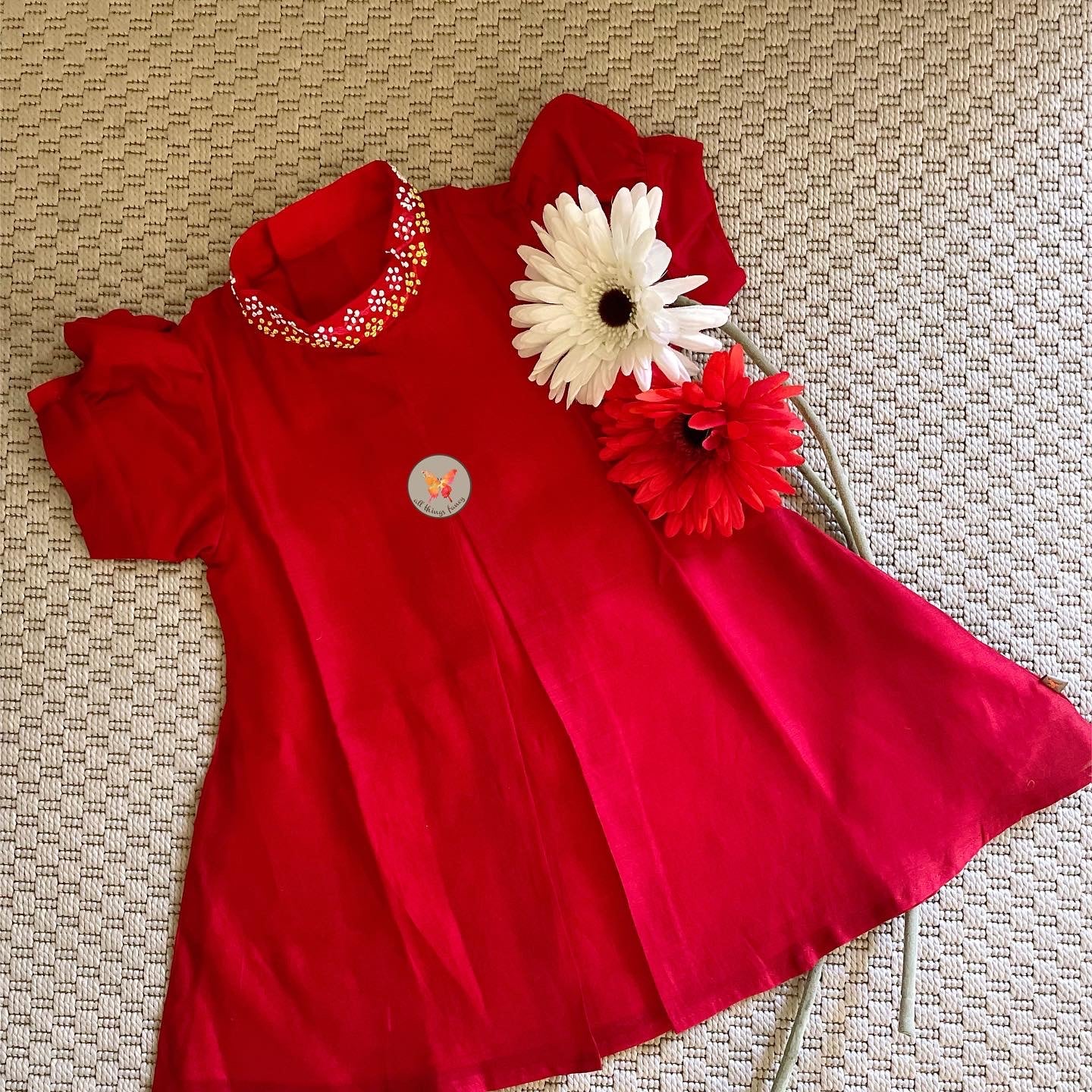 The Indian Frenchknot Tunic- Red