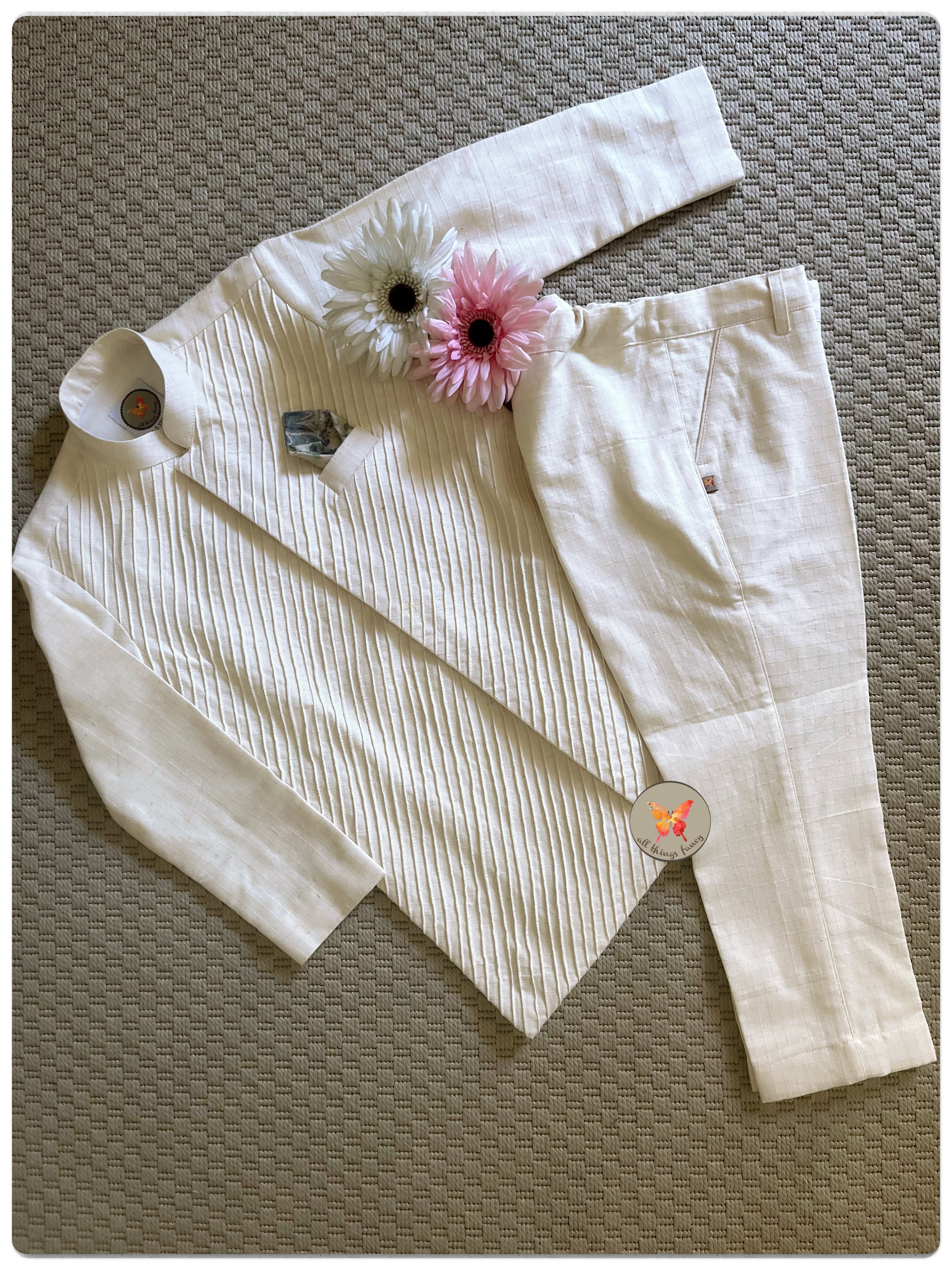 Khadi Pintucked Kurta set- moti