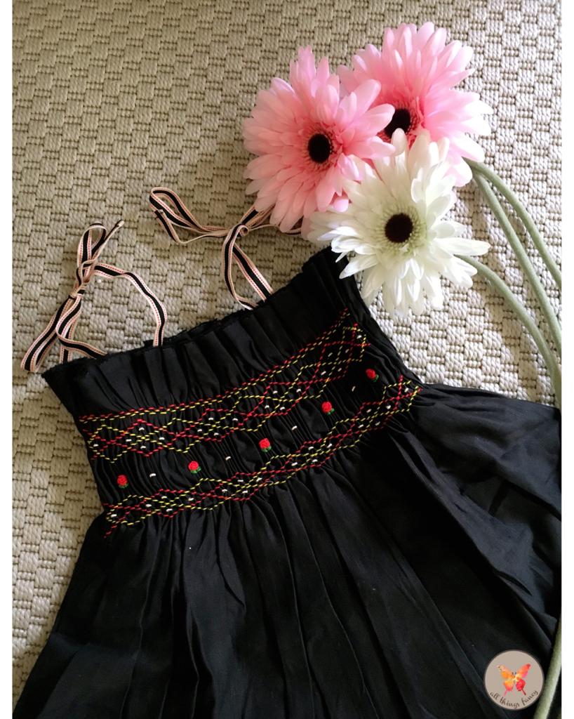 Black Noodle Strap Frock with shorts