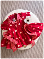 Load image into Gallery viewer, Polka &amp; Stripes Blazer Cut Dress - Red
