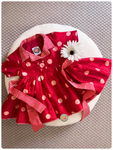 Polka & Stripes Blazer Cut Dress - Red