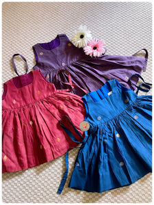 Zari Jamdani Frock - Berry