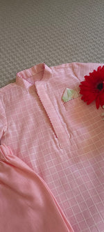 Load image into Gallery viewer, Checks Kurta set - pearl pink
