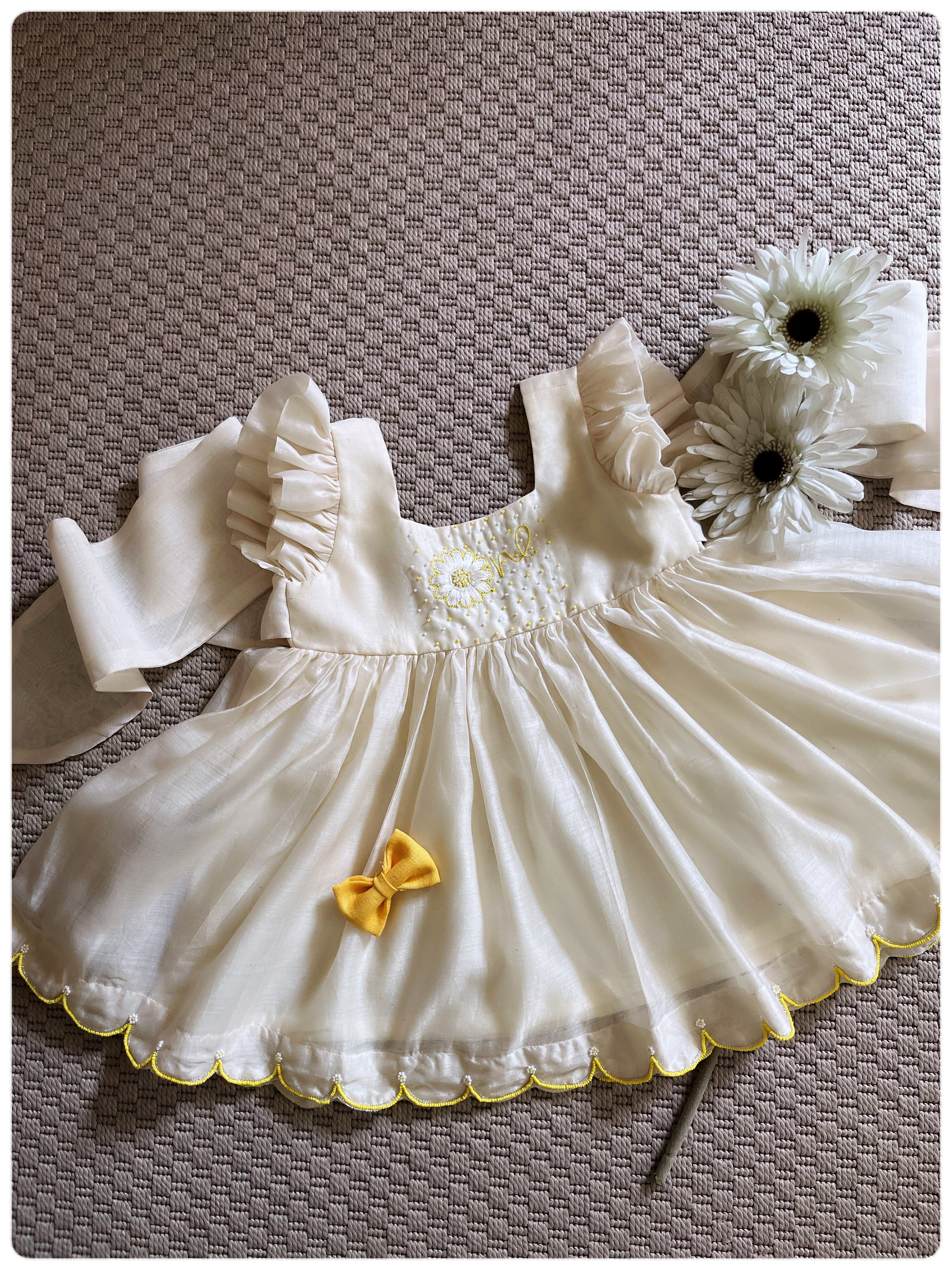 Oatmeal Daisy First Bday Dress