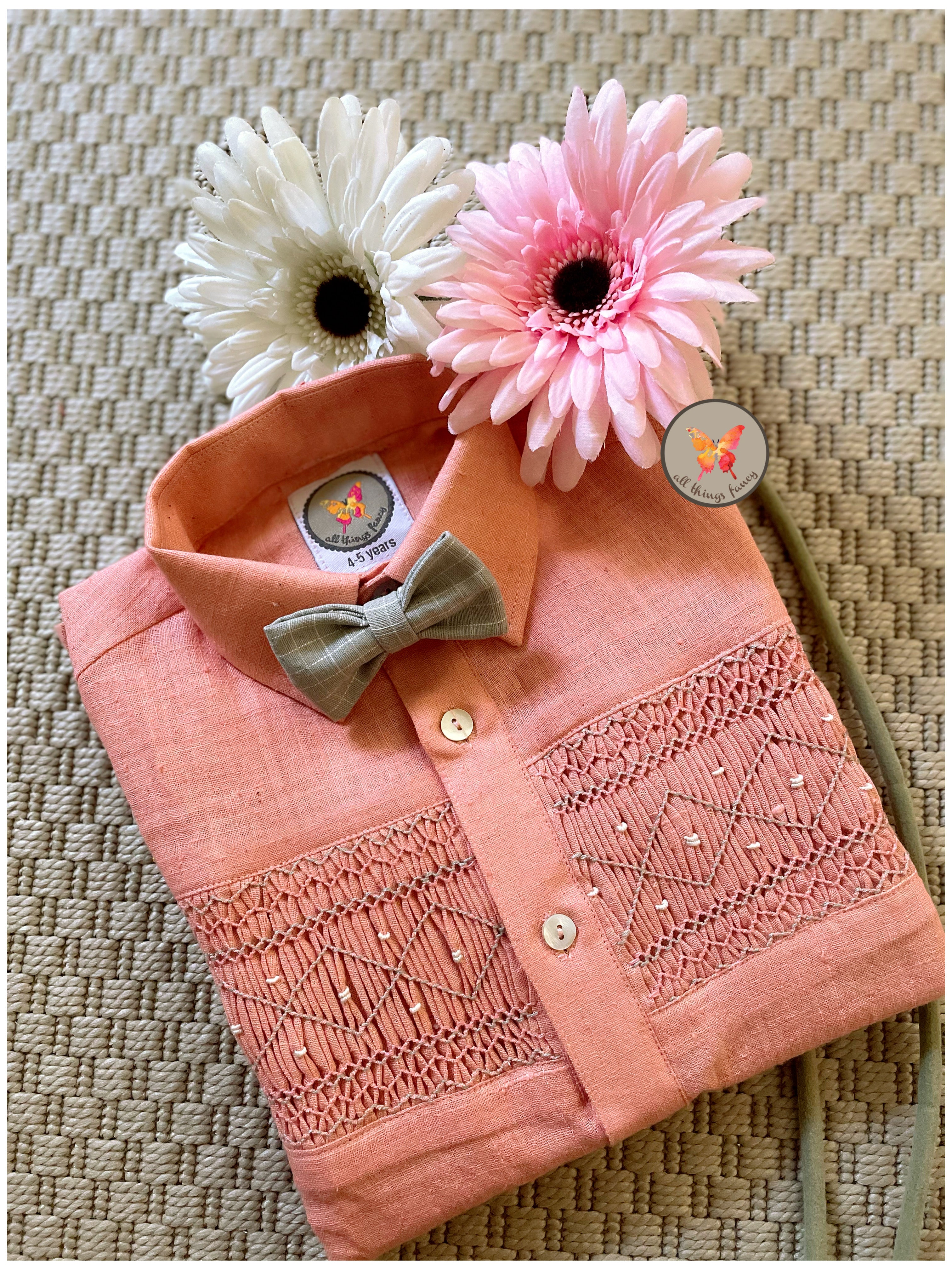 Powder Pink Smocked Boy Shirt