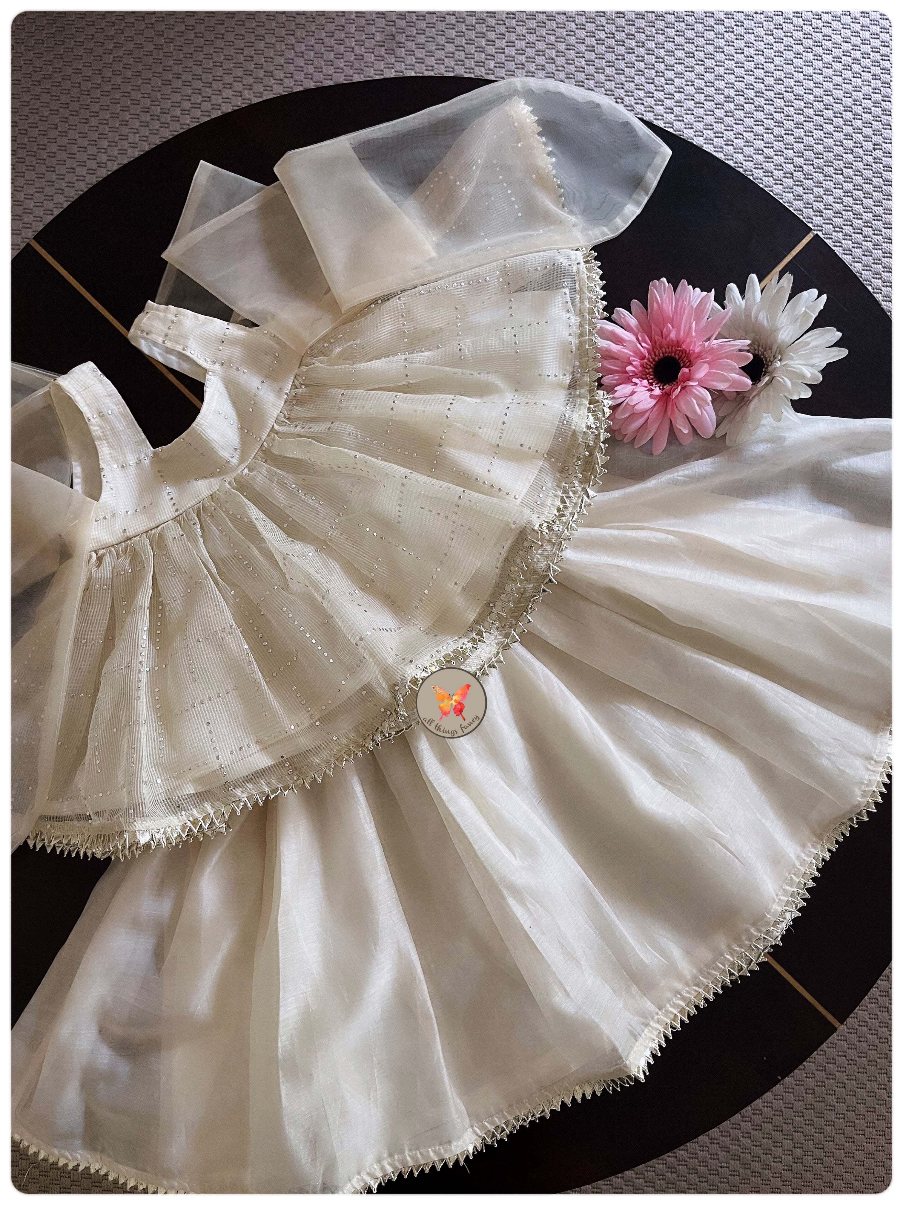 Foil Bunny Tie Blouse with Lehenga- Pearl