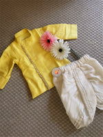 Load image into Gallery viewer, Side Placket Kurta Dhoti Set- Yellow
