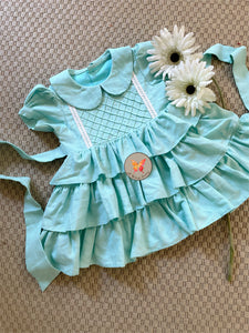 Pearl Yoke Tiered Dress- Lake Blue