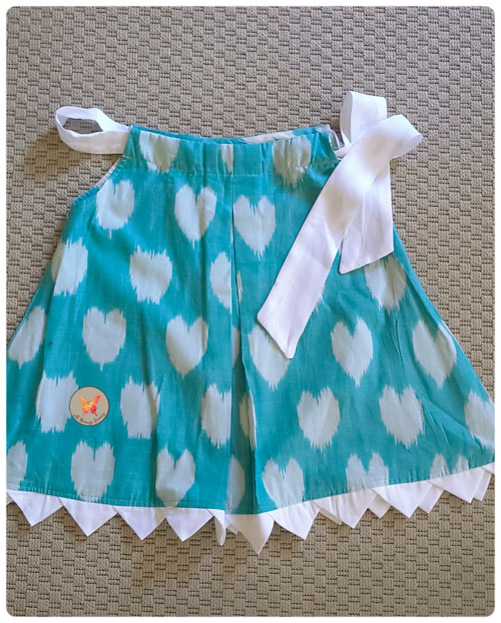 Teal Heart Ikat Halter Dress
