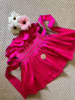 Load image into Gallery viewer, Handsmocked Classic Frock- Hot Pink
