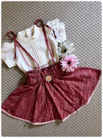 Load image into Gallery viewer, Classic Paperbag Skirt Set|Maroon-ivory
