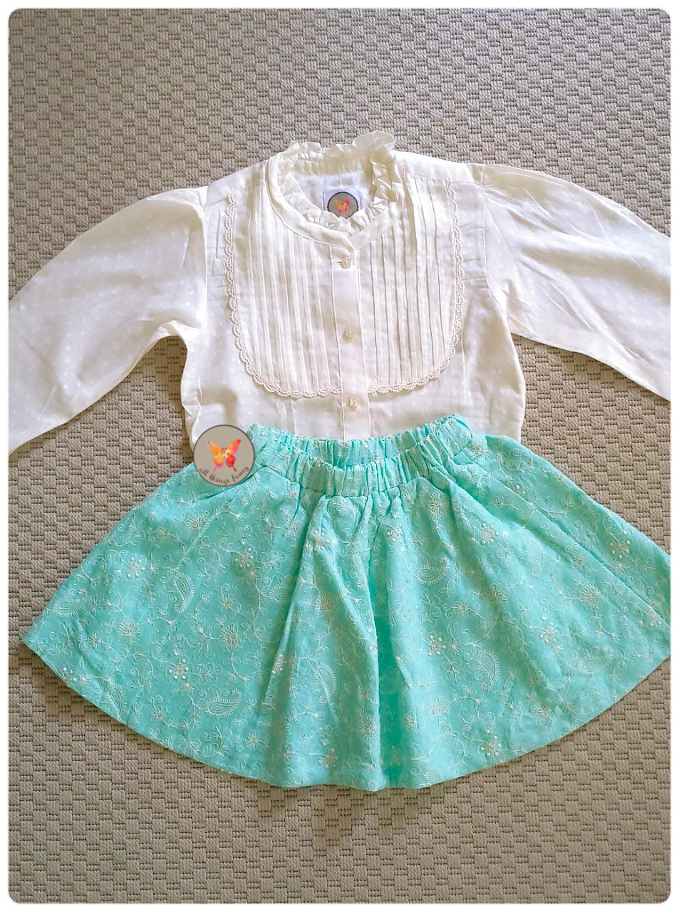 Hakoba Chikan Skirt with Ivory Blouse