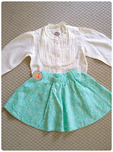 Hakoba Chikan Skirt with Ivory Blouse