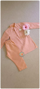 Checks Kurta set - Blush