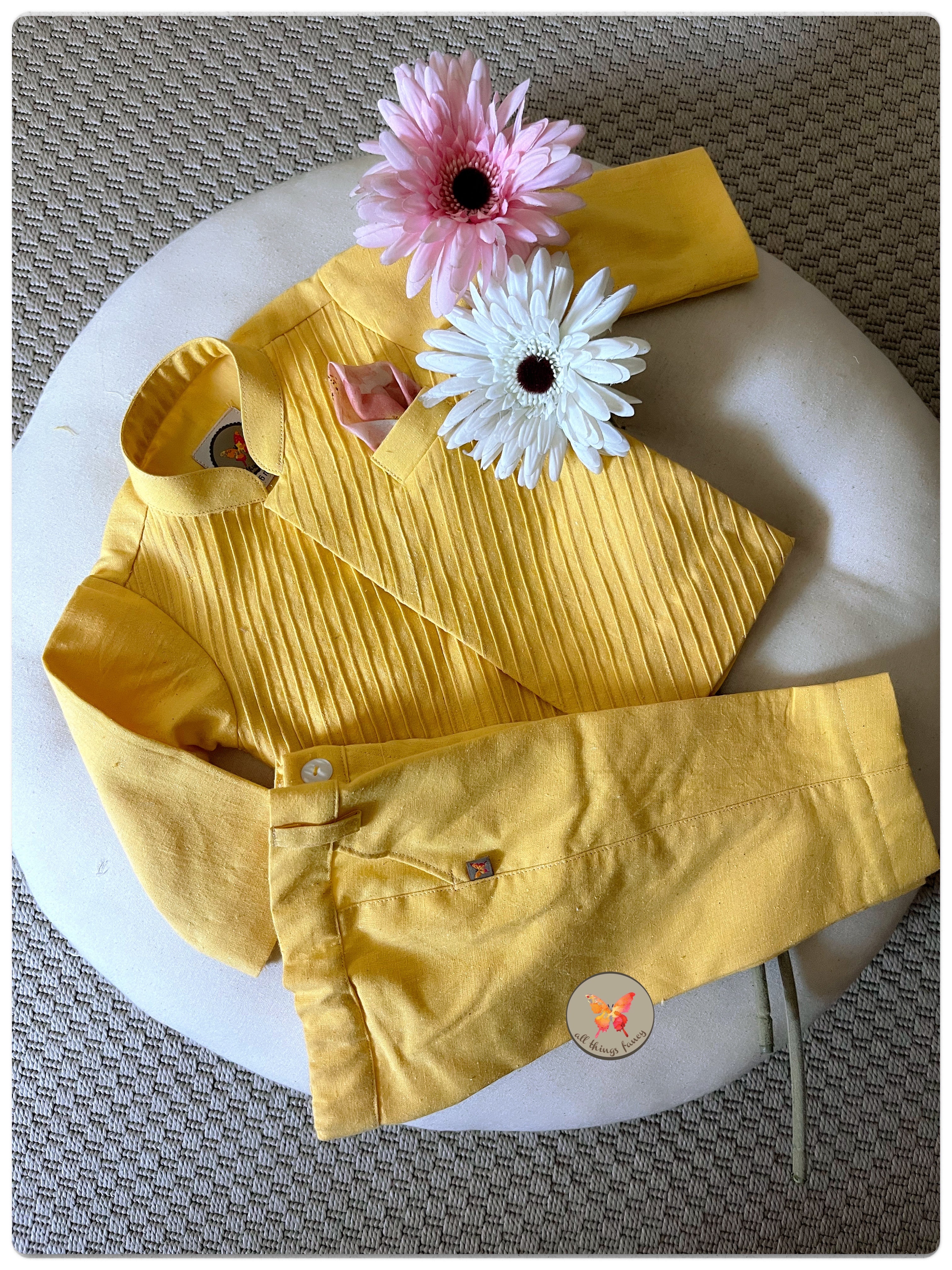 Khadi Pintucked Kurta set- Aampanna