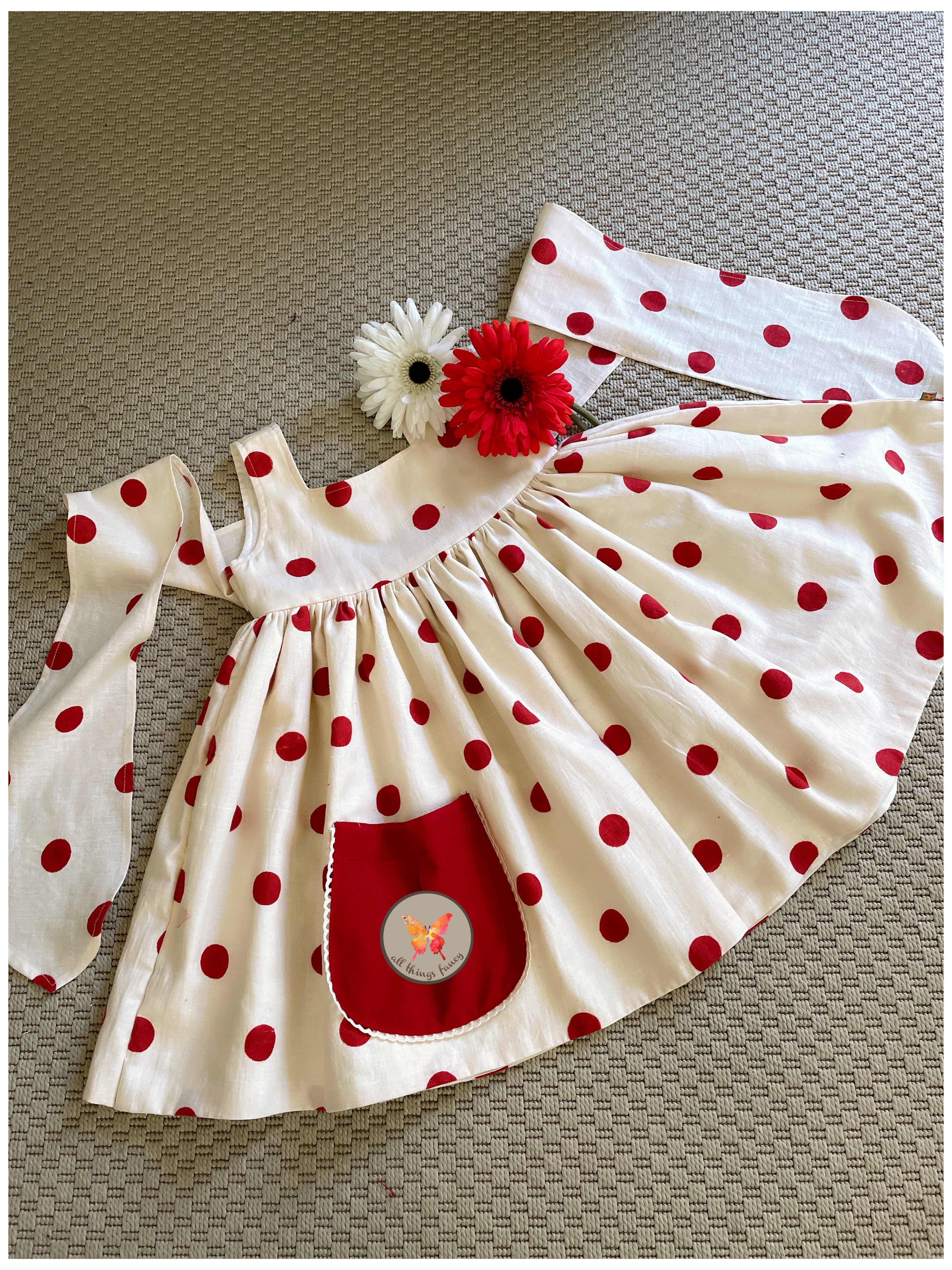 Red Polka Bunny 🐰 Tie Dress