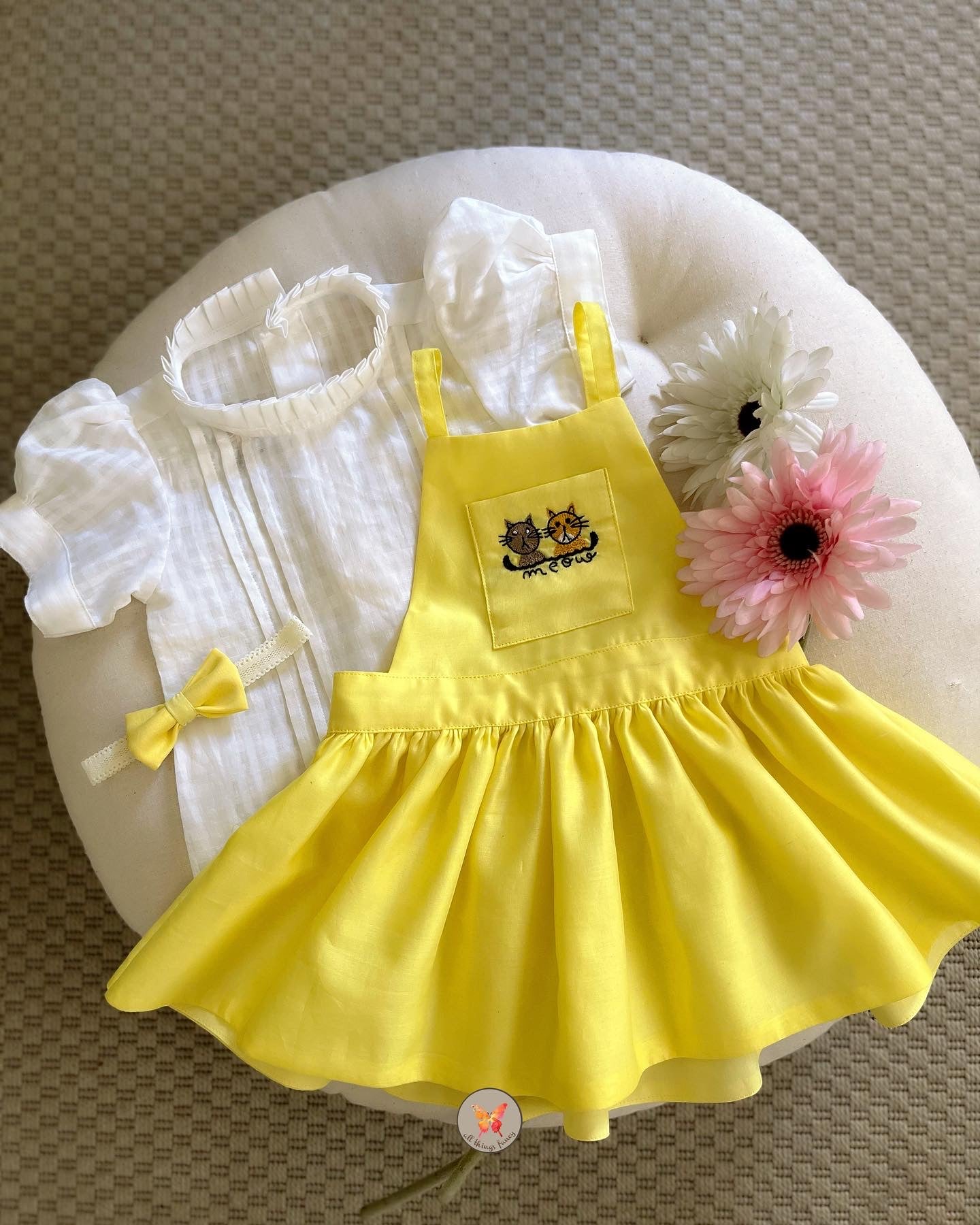 Cat Pinafore with Classic Blouse