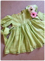 Load image into Gallery viewer, Linen Rosette Dress - Lime Green
