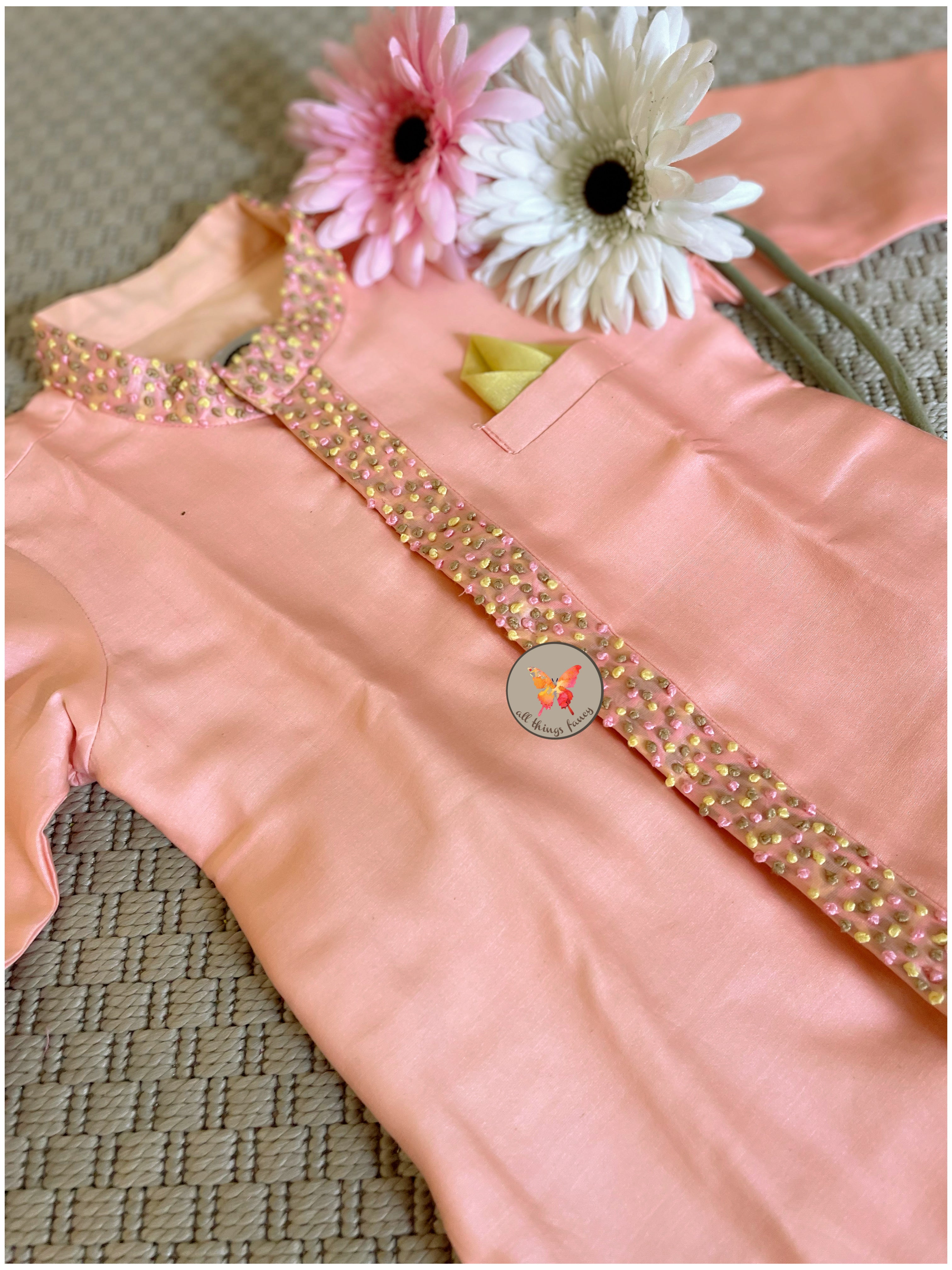 Frechknot Kurta Set- Pink