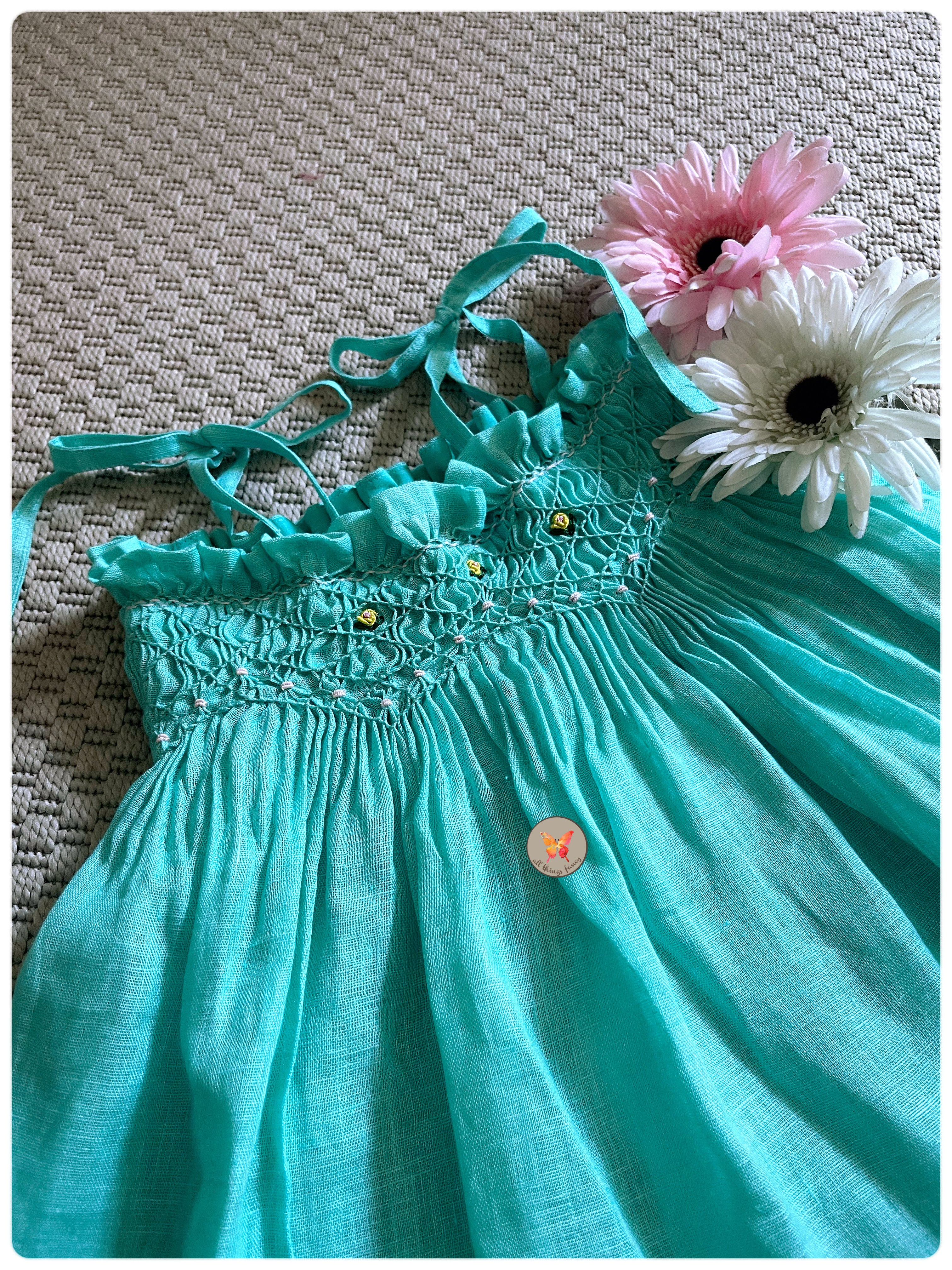 Handsmocked Skirt/Dress- Teal