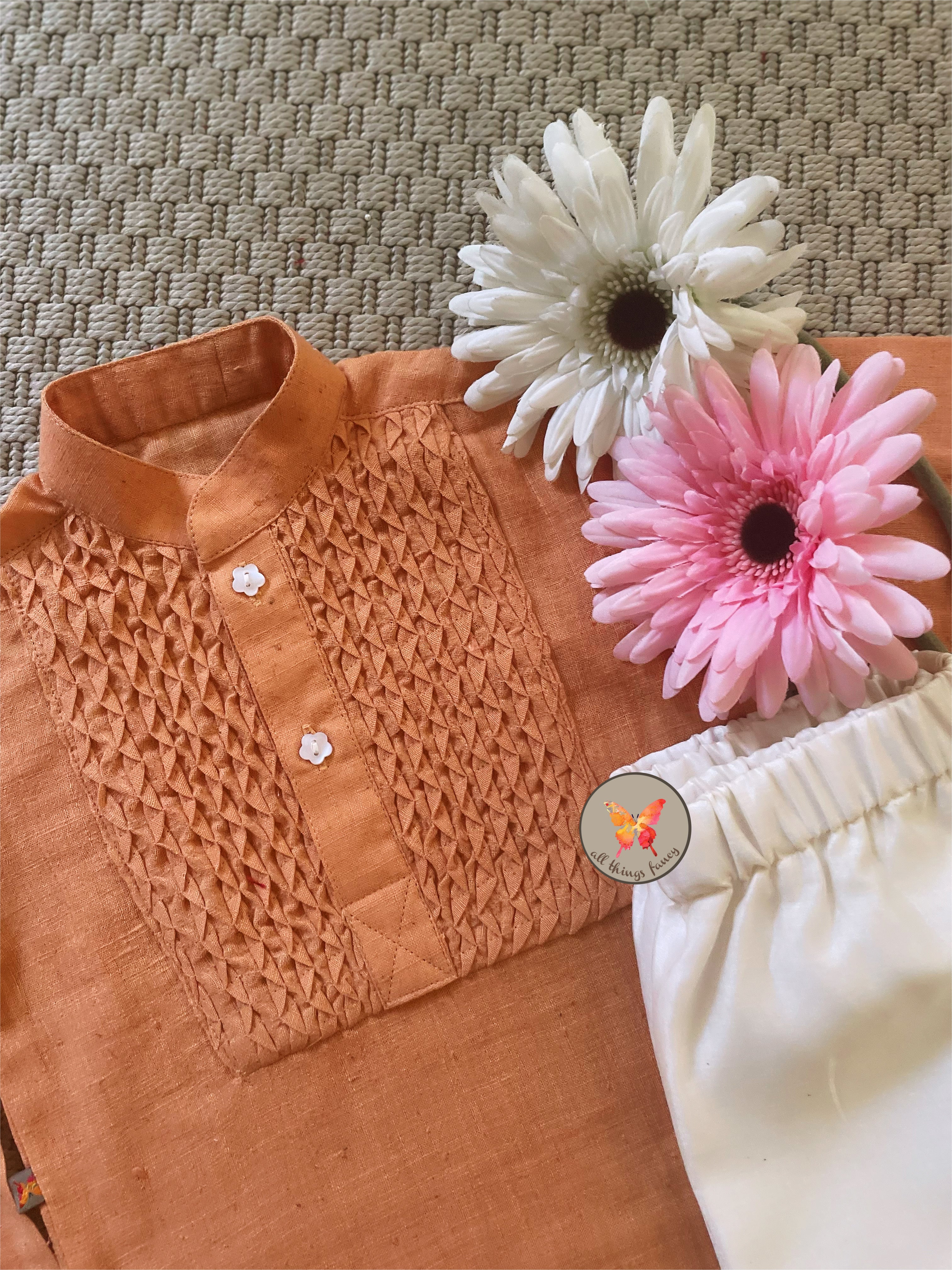 The Honeycomb Smocked Set- Musk