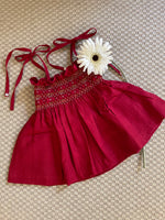Load image into Gallery viewer, Red Noodle Strap Smocked Dress

